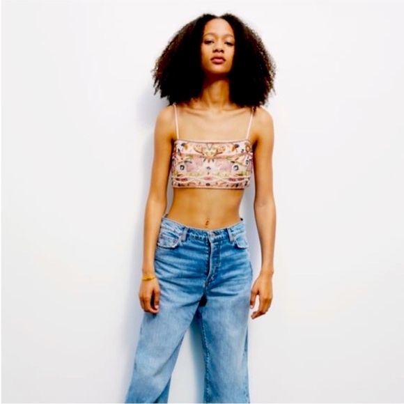 NWT Zara Beaded Embroidered Bustier Crop Top size S. - Picture 2 of 12